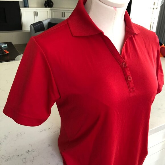 ONTOUR Athletic Short Sleeve 2 Button Pull On Poly Golf Polo Shirt Red Sz S NWOT - Picture 3 of 11